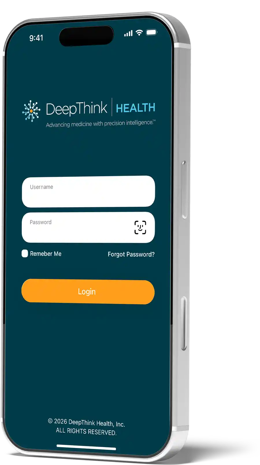 Phone displaying the DeepThink application login screen